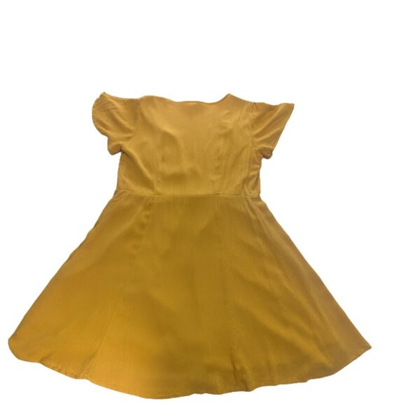 Lulus Harbor Point Mustard Yellow Flutter-Sleeve Mini Wrap Dress — Size M - Picture 3 of 12